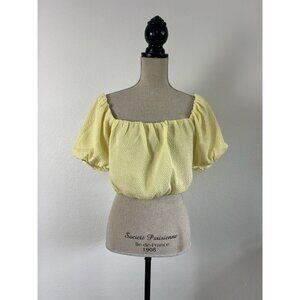 Vici Womens Butter Yellow Cut Out Tie Back Bubble Crop Top Bohemian NWOT Large